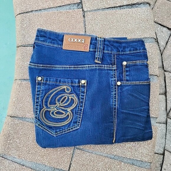 Coogi Women's Dark Wash Gold Embroidered Straight Leg Slim Jeans Sz 5/6 - Picture 4 of 9
